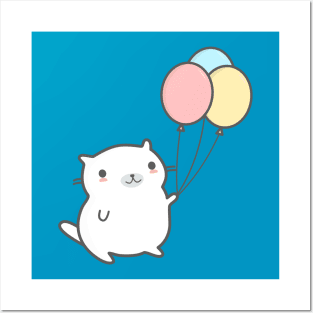 Cute Balloon Cat T-Shirt Posters and Art